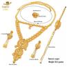 Dubai Wedding Jewelry Set: Ethnic Brass Gold-Plated Necklace, Earrings, Ring, and Bracelet.