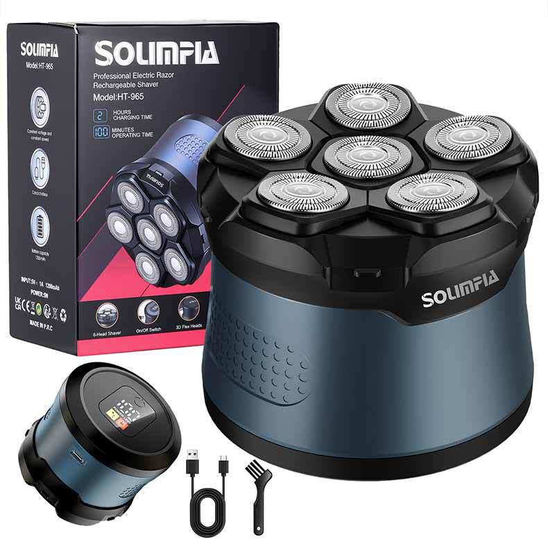 Men s Magnetic Six-Blade Electric Head Shaver, Waterproof Self-Hair Clipper