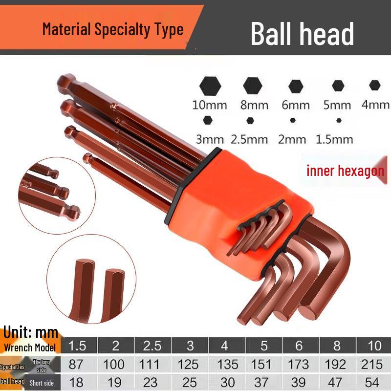 9-Piece High Hardness Hex Key & Screwdriver Set with Extended Hex Wrenches