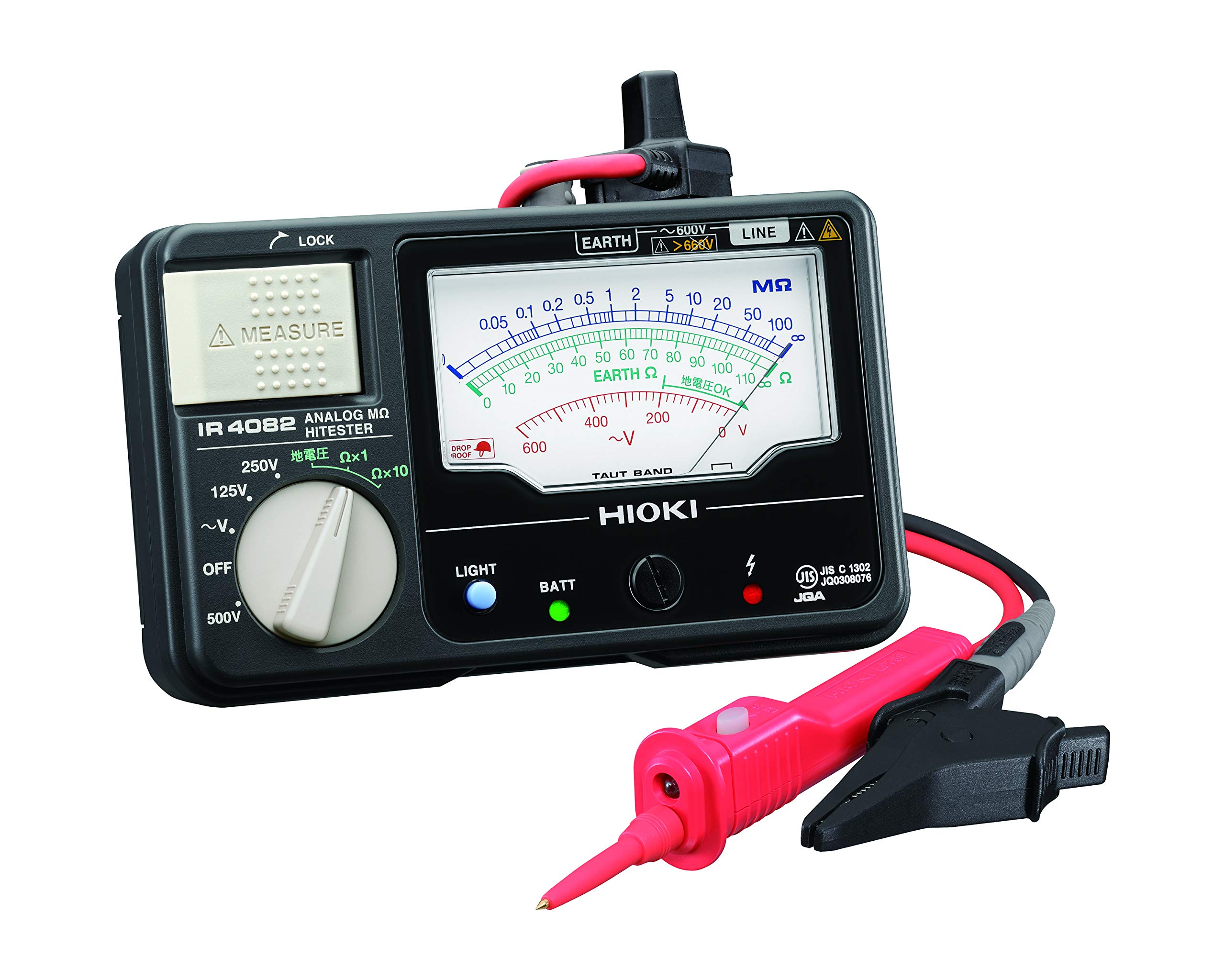 

HIOKI Analog Megohm Insulation Resistance Ground Resistance Simple Made in JIS 3 500V IR4082-11 Hi-Tester, Meter, Measurement, Two-Pole Method, Japan, чорний