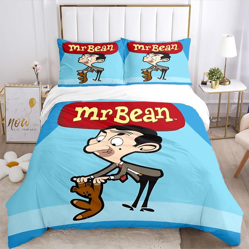 Mr Bean'S Adventures Print 3Pcs Bedding Setduvet Cover With 2 Bedropillowcase Home Birthday Gift