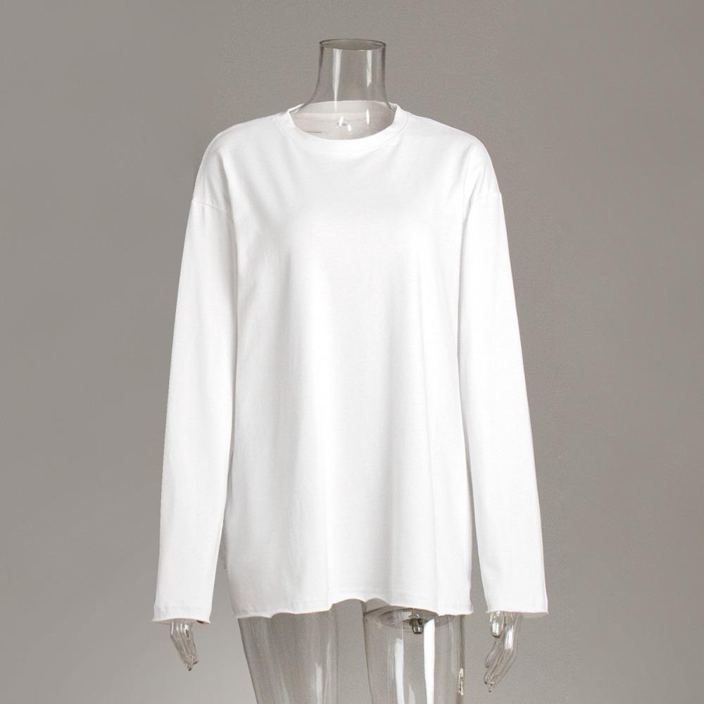 Women's Crew Neck Long Sleeve Oversized T Shirt Solid Color Casual Basic Top
