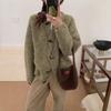 Circle yarn sweater jacket women's autumn and winter new lazy style loose retro horn buckle knitted cardigan