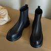 Fashion Hot Genuine Leather Women's Boots Retro British Style Slip-On Chelsea Boots Fashion Ankle Boots Round Toe Flat with Women Shoes