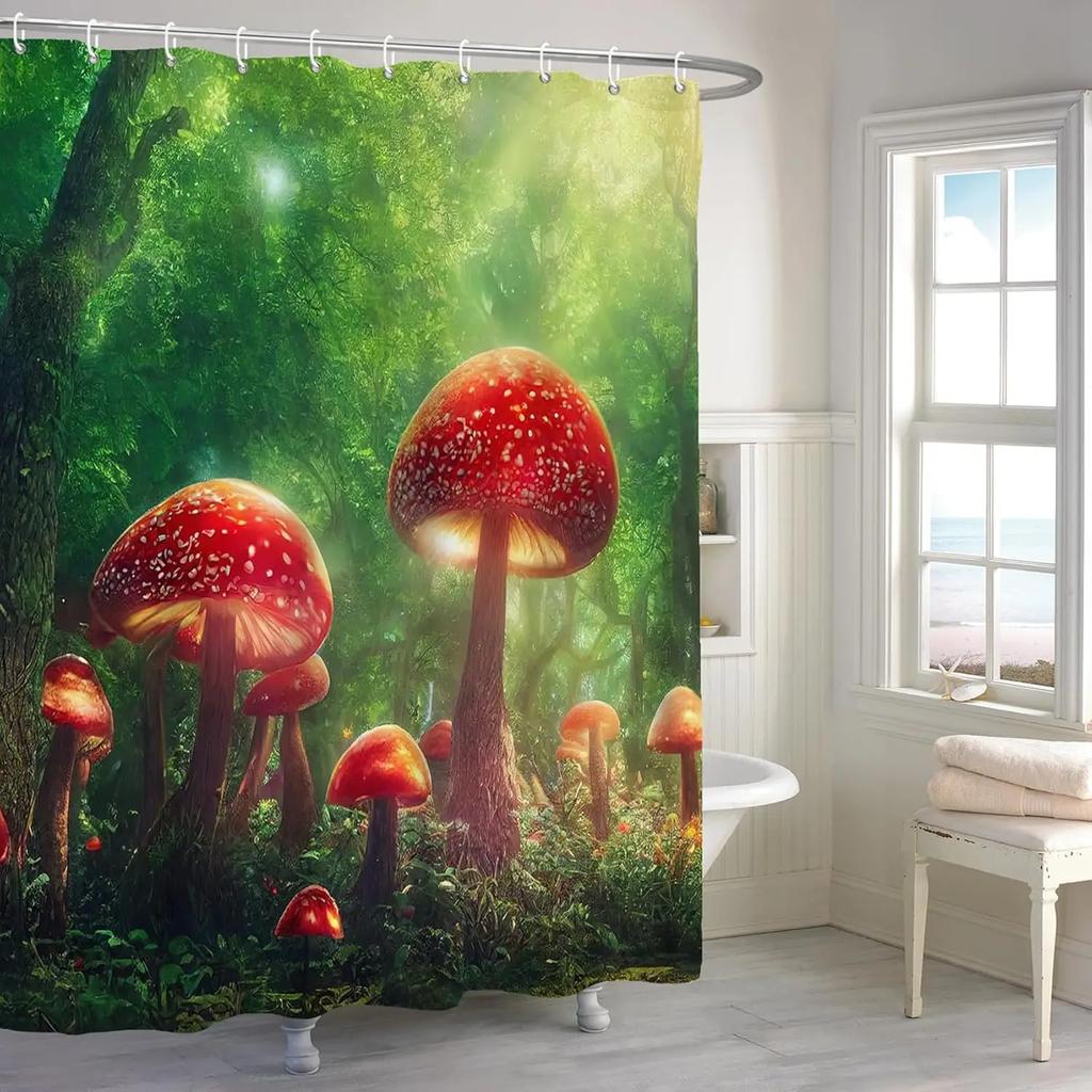 Magischer Wald Duschvorhang Fee Dschungel Fantasie Wunderland Wasserdicht Polyester Haken Duschvorhang für Badezimmer Dekoration