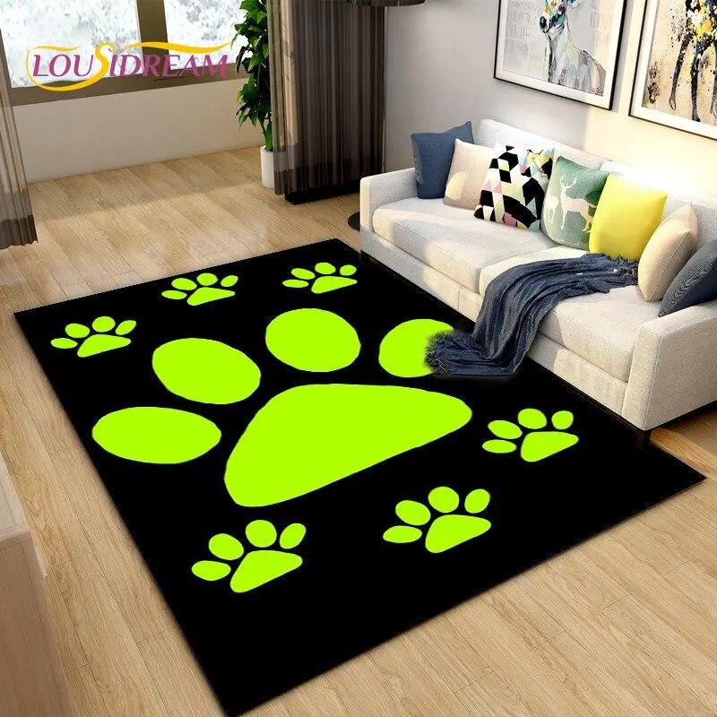 3D Pets Footprint Sole Series Area Rug Large,Carpet Rug for Living Room Bedroom Sofa Doormat Decoration,kids Non-slip Floor Mat