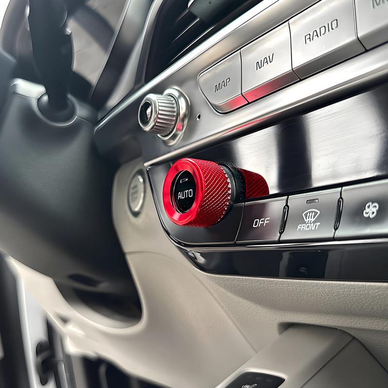For Kia Telluride -2025 Car Tuning 2PCS Red Blue Black Aluminum Alloy Air Conditioner Adjustment Knob Cover Trim Accessories