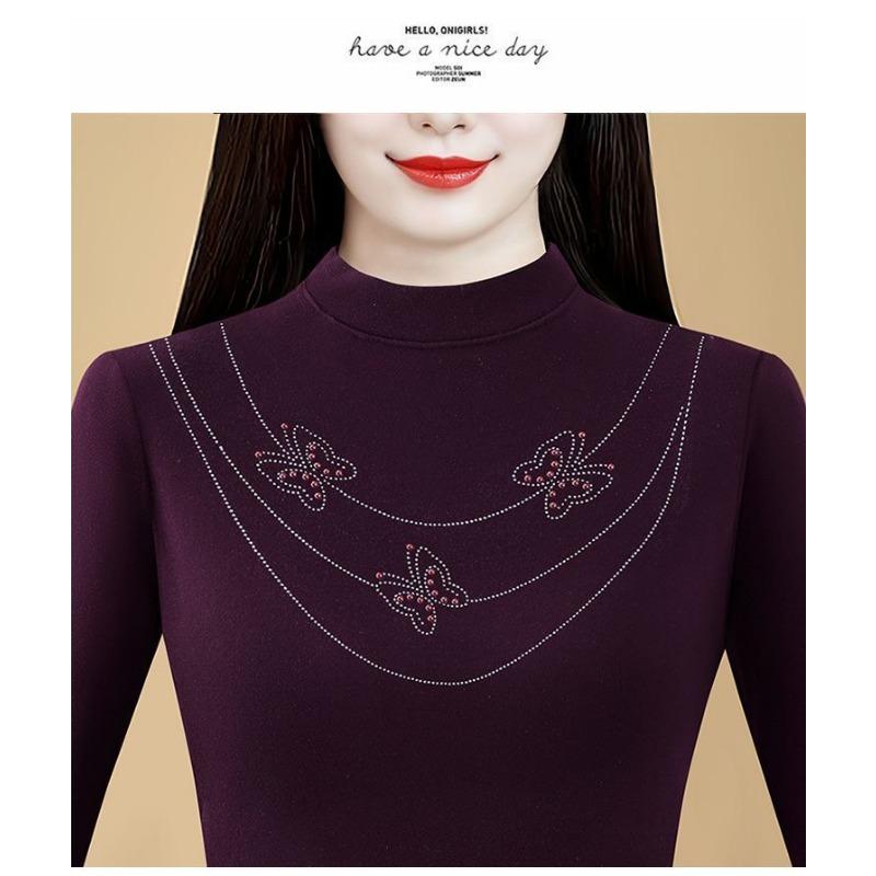 Modisches vielseitiges schlankmachendes und altersreduzierendes Damen-Unterhemd mit Diamant-Schmetterlings-Boden für Herbst und Winter