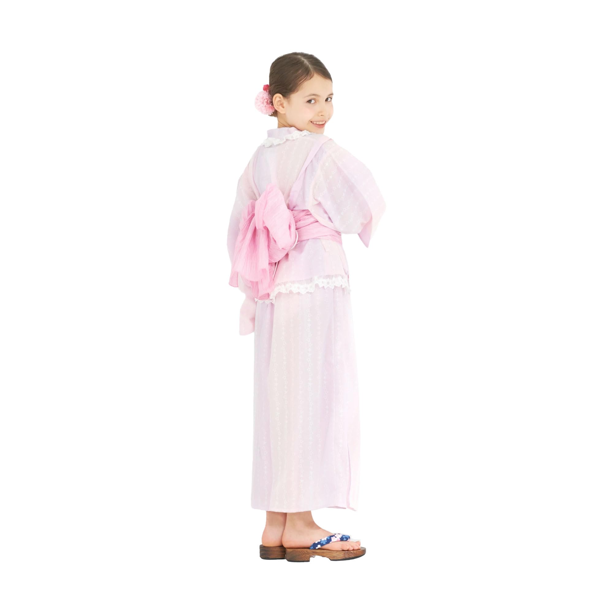 

NISHIORI Yukata Cute and Easy to Dress Girls Set, 3-Piece Set, Two-Piece Set, (D-5, 120)