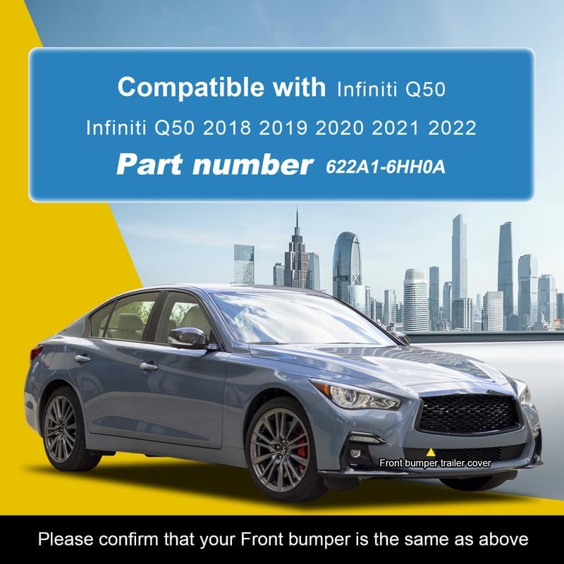 Car Front Bumper Tow Hook Cover Compatible With Infiniti Q50 2018 2019 2020 2021 2022 Trailer Cover Cap 622A16HH0A 622A1-6HH0A Small Lid Towing Eye