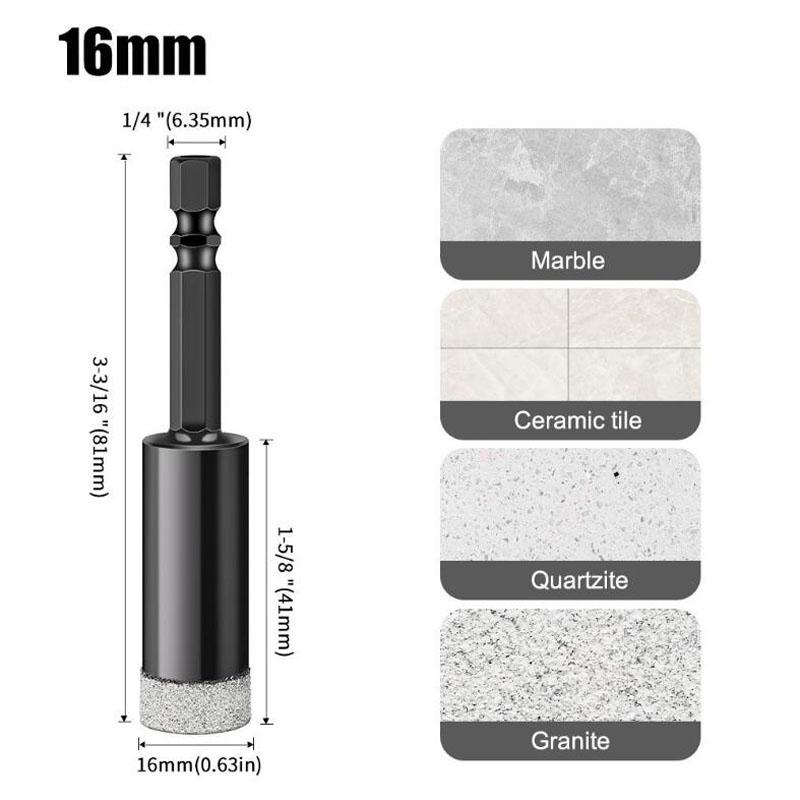 Burghiu diamantat cu coadă hexagonală, biți de găurit brazați în vid uscat, seturi de biți de găurit cu miez, polizor unghiular diamantat, tăietor de faianță, instrumente de ferăstrău cu găuri