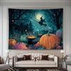 Großer Halloween Wandbehang Spukwald Hexe Kürbis Herbst Dekor Gotisch Festlich Saisonale Party Kulisse Kunst