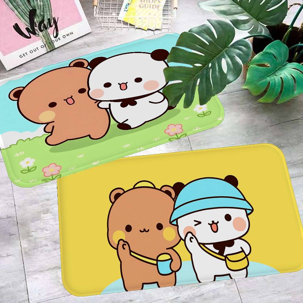 Bear Cartoon Kawaii D-Dudu B-Bubu Door Mat Washable Non-Slip Living Room Sofa Chairs Area Mat Kitchen Doormat Area Rug