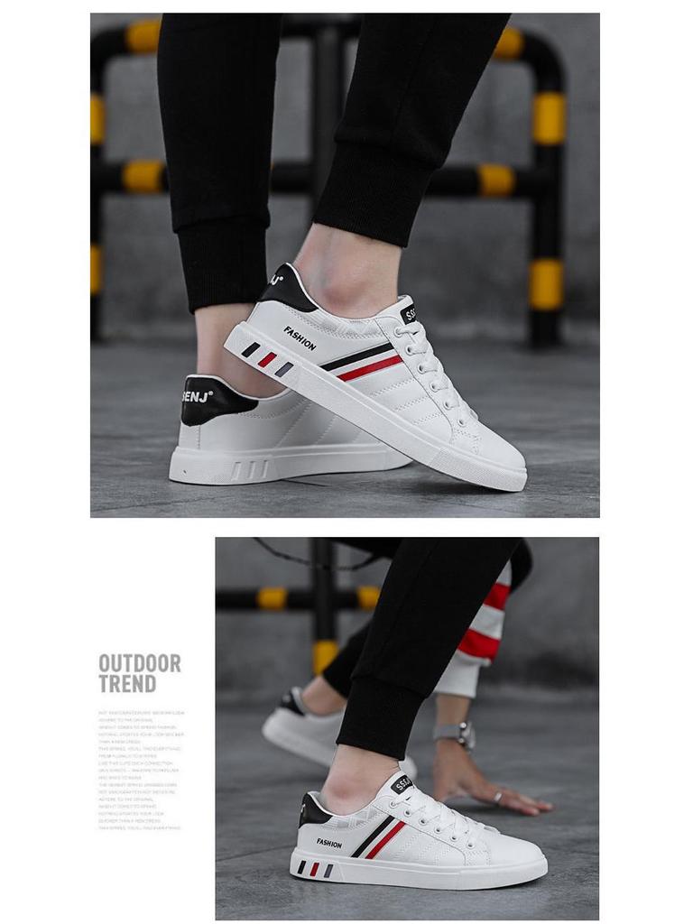 Men's Spring Casual Skate Shoes, Breathable White Low-Tops in Trendy Extra Large Sizes