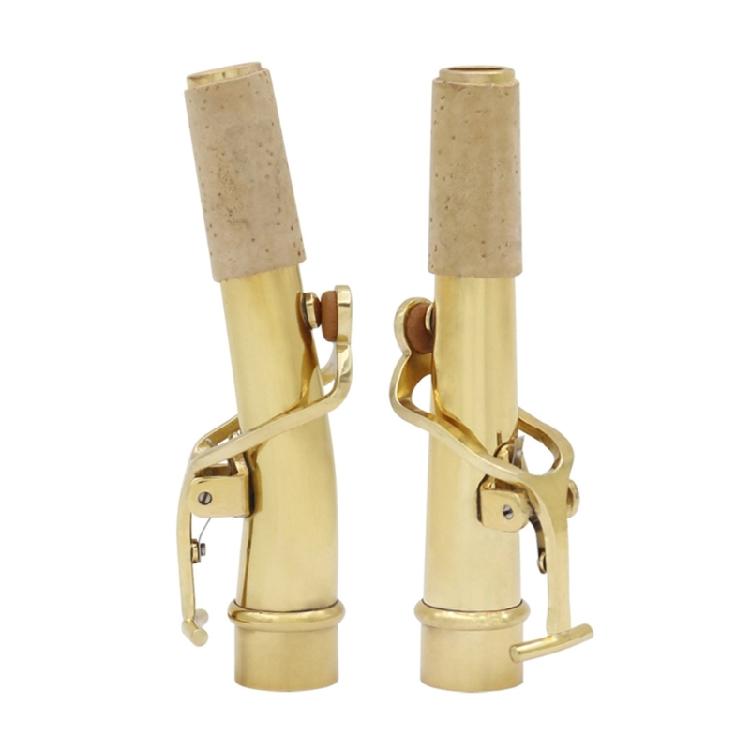 2 Stück Saxophon gebogener Hals und gerader Hals Messingbeschläge Instrumententeile