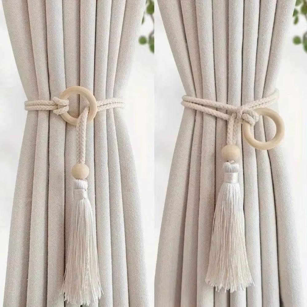 Adjustable Cotton Cord Curtain Tie Curtain Tie Straps Hand Woven Log Loop Curtain Buckle Strap Bohemian Chic