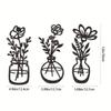 1/3pcs Black Metal Flower Vase Wall Art Modern Home Decor for Living Room Bedroom
