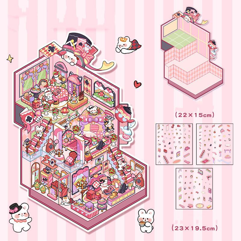 

1 комплект больших размеров DIY Декор Ландшафтный дизайн Наклейка Миниатюрная Милая мультяшная Панда Кролик Сцена Сложенная Наклейка Милые Студенческие Принадлежности 23*19.5cm