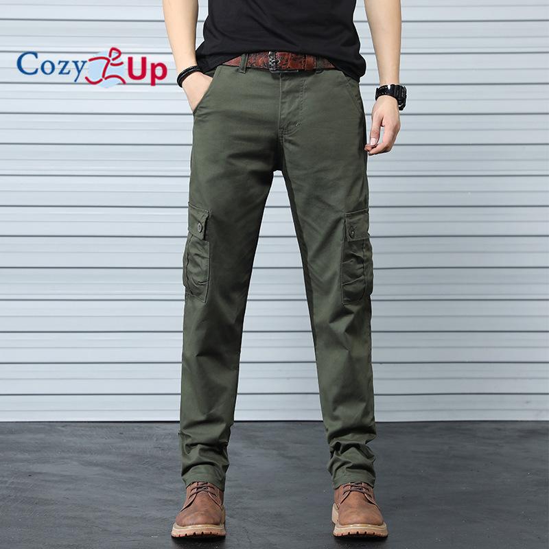 Cozy Up Solid Color Loose Men's Straight Casual Pants 6 Pocket Cargo Pants