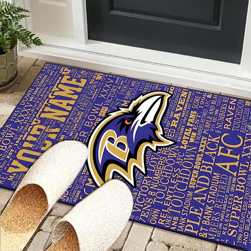 Custom NameRavens Team Spirit Carpet, Indoor Rug, Chair Rug, Living Rooms, Doormat Made From Polyester Home Decor Birthday Christmas Gifts