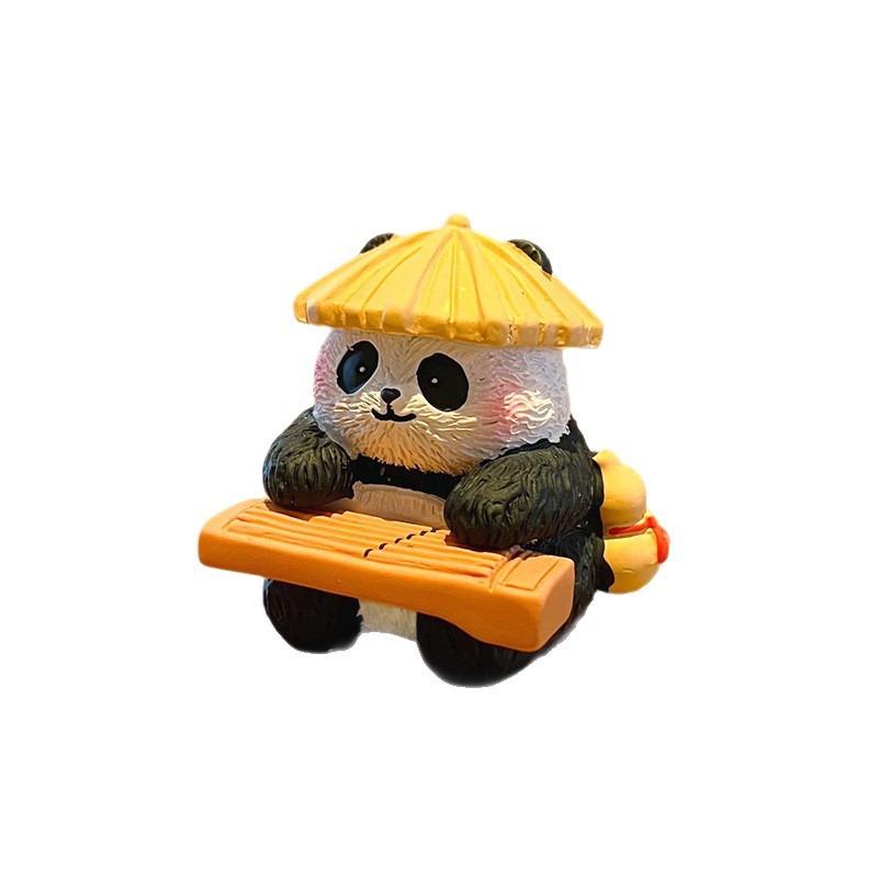 Adorable Resin Wood Carving Panda Figurine. Creative and Exquisite Panda Decorative Item for The Desktop. Cultural and Creative Product.