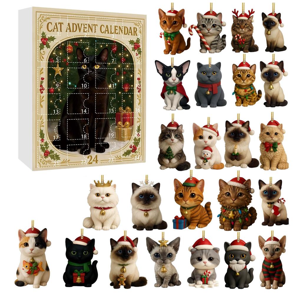 2D Cat Park Advent Calendar 2025 With 24 Surprise Figures Christmas Advent Calendar for Halloween And Christmas