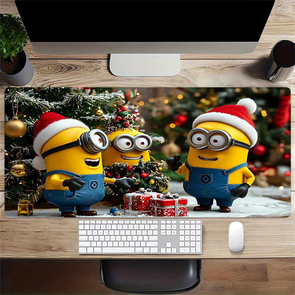 Christmas Minions Celebration Large Gaming Mouse Pad Nonslip Rubber Base Waterproof Desk Mat For Office Pc Laptop