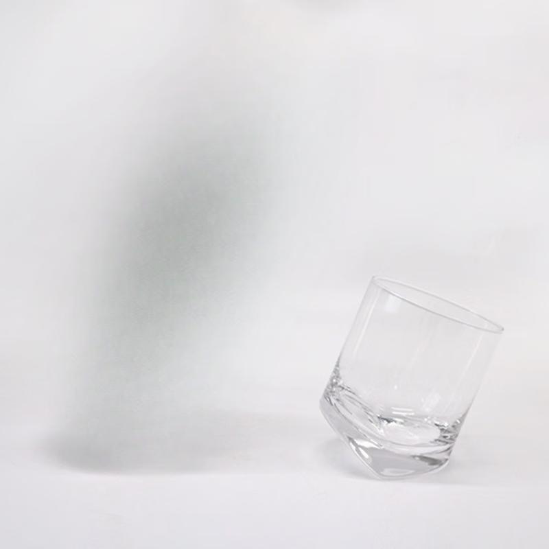 

Slanted Bottom Gold Lid Crystal Glass Decanter & Wine Cup Set