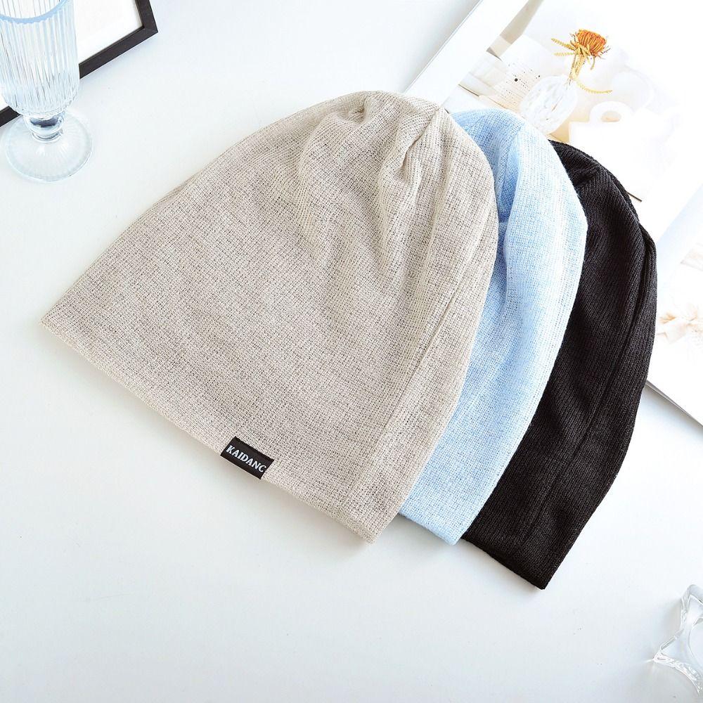 Double Layer Knitted Outdoor Baggy Skullcaps Polyester Fashionable Baotou Hat  Autumn Spring
