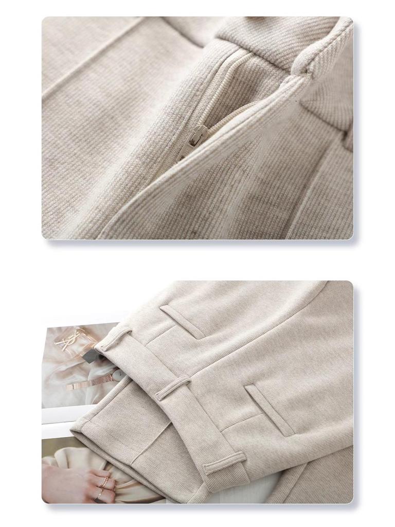 2024 Women's High-Waisted Wool Wide-Leg Pants: Autumn/Winter Slimming Casual Trousers