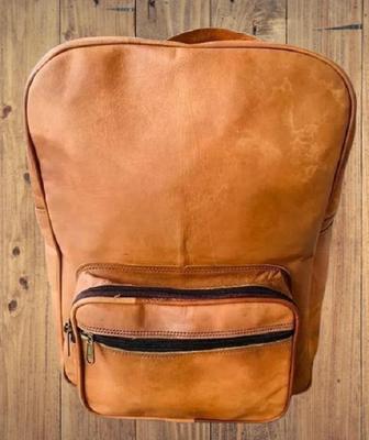 Leather Goat Bag Backpack Rucksack Vintage Messenger Real Laptop Brown Bag.