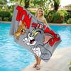 Tom and Jerry Cartoon Flat Print Beach Towel Soft Microfiber Absorbent Bath Towel for Beach Pool Camping Swimming Travel Gift