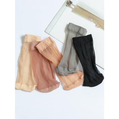 10 Paires de Chaussettes Dames Été Fines Anti-odeur Chaussettes Courtes Anti-accrochage Couleur Unie Invisibles Chaussettes Cristal