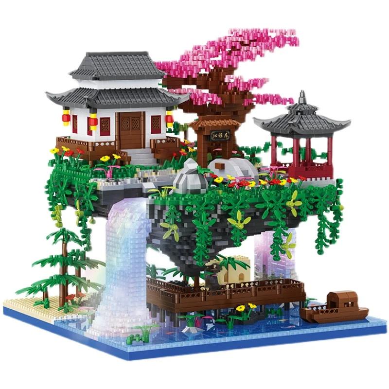 3320 PCS Blocks Tree House Diamond Building Garden Architecture Waterfall Light Bricks Christmas for Kid Over 12 Years Adult Gift