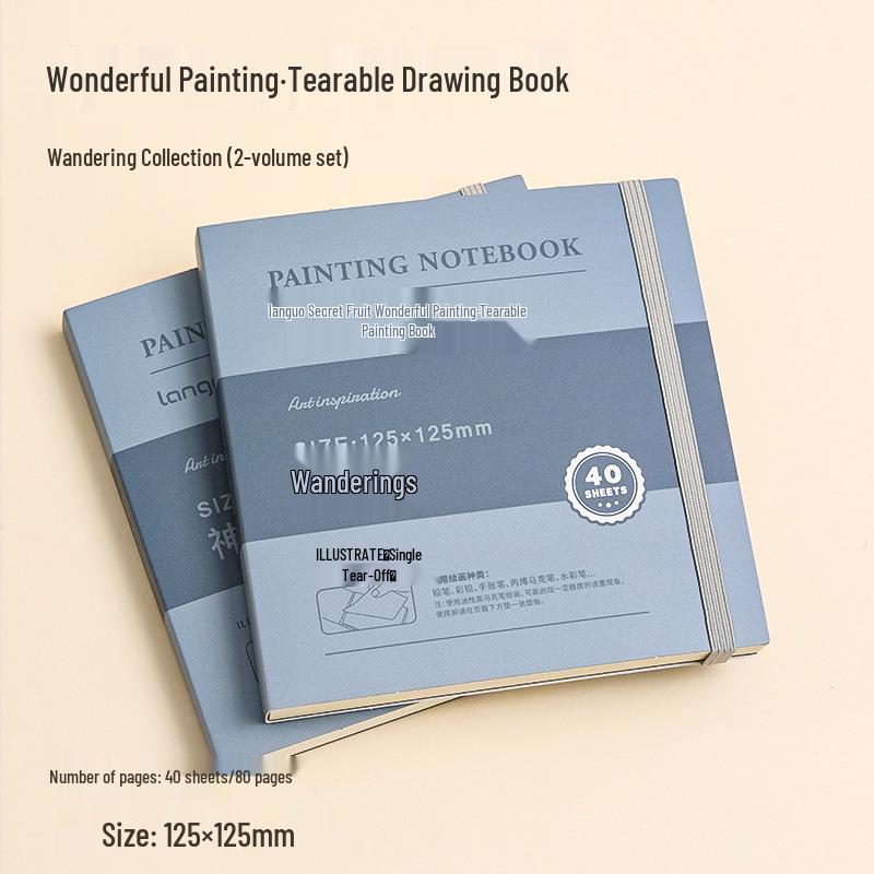 Blue Fruit Acrylic Cardstock Drawing & Doodling Mini Watercolor Pocket Book with Thickened Blank Pages