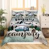 Erosebridal Kids Camping Bedding Set Twin Size Happy Camping Comforter Cover for Boys Girls Western Rustic Farmhouse Style Duvet Cover Vinta