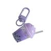 Bubble Tea Keychain Pendant Resin Cup Bag Charm with Split Keyring and Spring Clasp for Keys, Small Bags, and Zipper Pull
