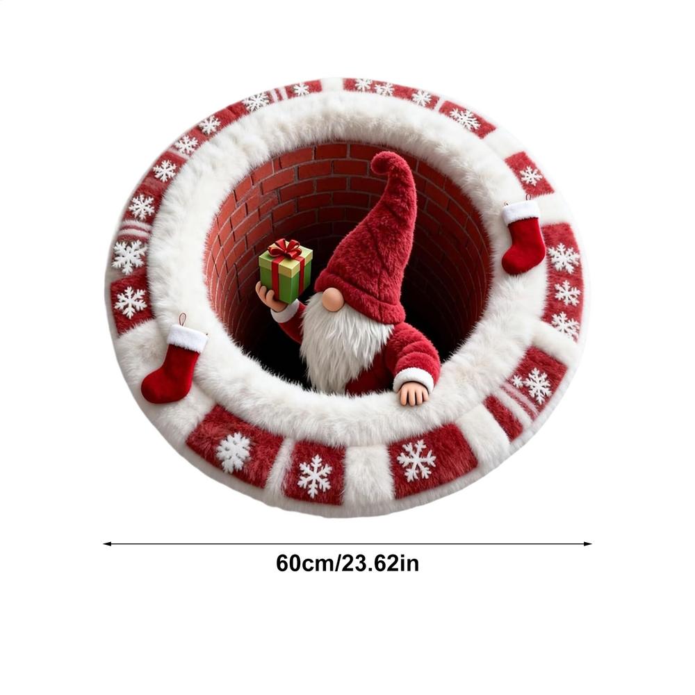 

Optical Illusion Rug Round Non-Slip Christmas Decorations 3D Illusion Doormat Holiday Decor for Indoor Outdoor Bedroom Bathroom Others&Others червоний