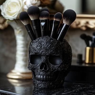 Yousheng Držák na štětce na make-up Tvar lebky Velká kapacita Nádoba na štětce na make-up Pevná pryskyřičná konstrukce Organizér na ukládání