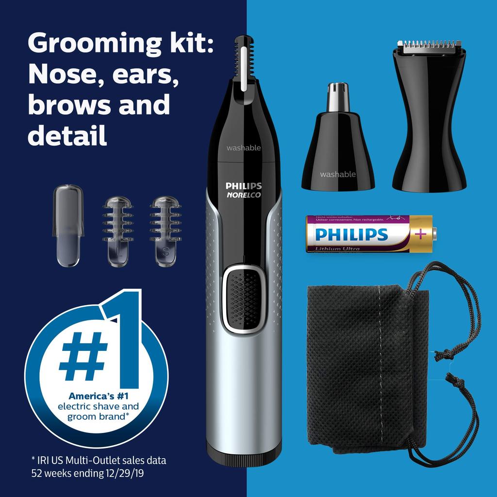 Philips Norelco Nose Trimmer 5000 Nose/Ear/Eyebrow Trimming Kit NT5600/62