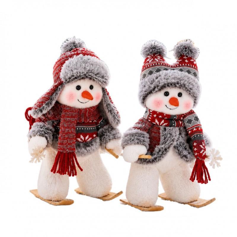 Christmas Decorations Set Snowman Figurine With Hat Tabletop Ornament Nordic Style Home Dining Room Holiday Display