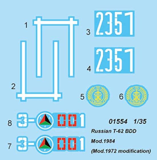 Trumpeter Soviet BDD Main Battle Tank 1984 Plastic Model 1/35 T-62 Mod.