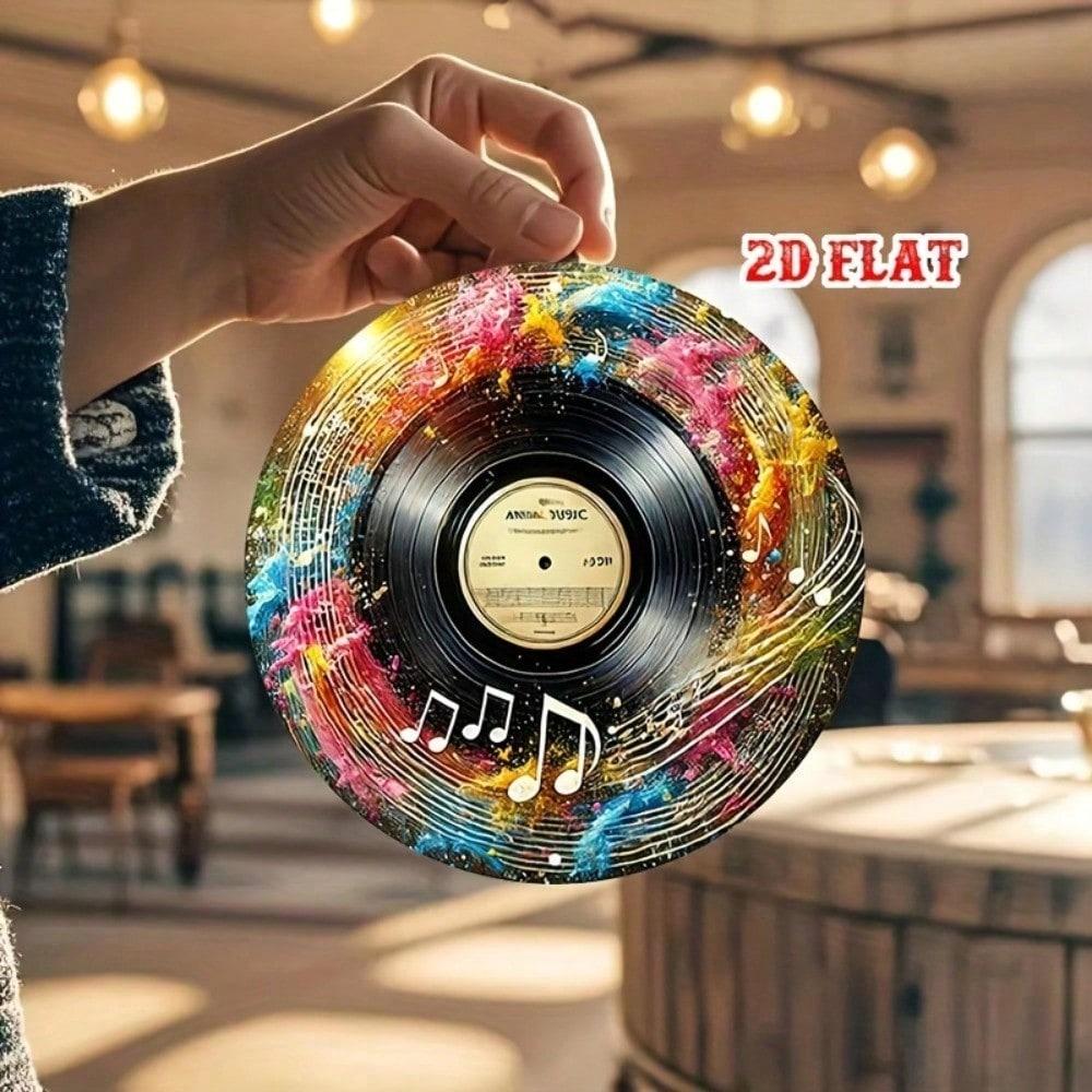

Retro 8 Inch Round Metal Sign Colorful Splash Paint Wall Art Decor Vintage Music Room Aluminum Poster 20x20