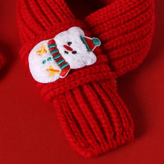 Christmas Pet Collar Embroidered Christmas Tree Snowman Santa Claus Elk Pattern Pet Knitted Scarf Hat Set
