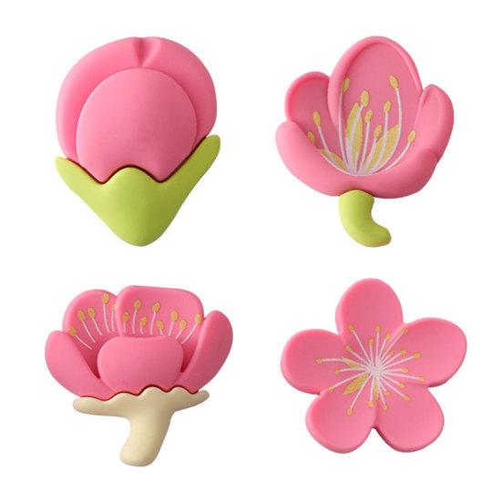 

4 шт. магниты на холодильник, мультяшные, трехмерные, реалистичные, с сильной адсорбцией, съемные, декоративные, самодельные, 3D, в форме сакуры, магнитные наклейки на холодильник розы красного