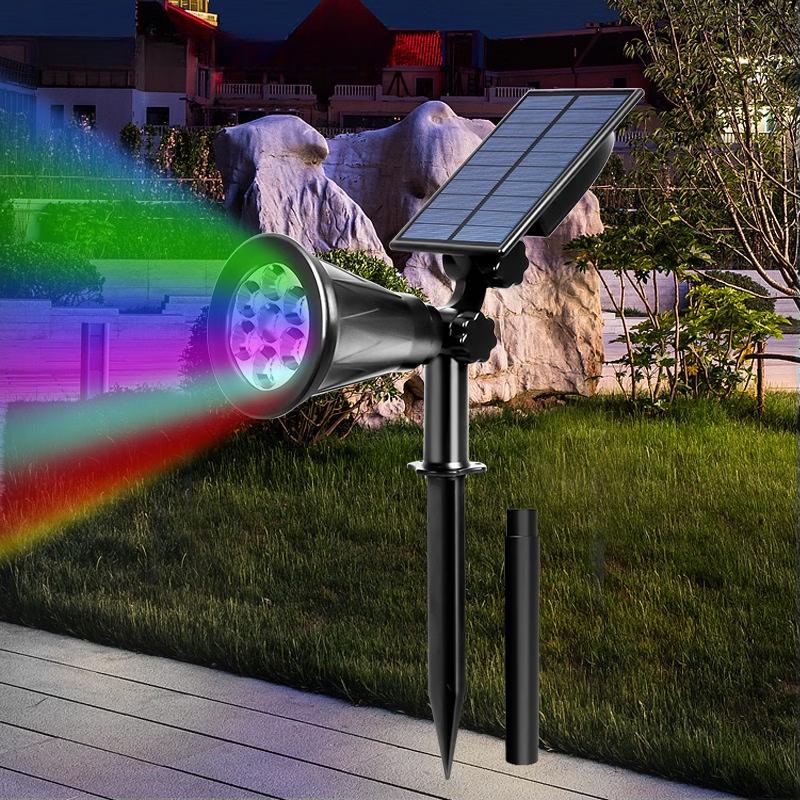 Split Solar 7-LED Color-Changing Garden Spotlight