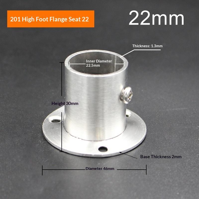 Stainless Steel Closet Rod Holder Flange Wall Mounted Pipe Bracket for 25mm Bar Heavy Duty Support for Cupboard Wardrobe Shelf