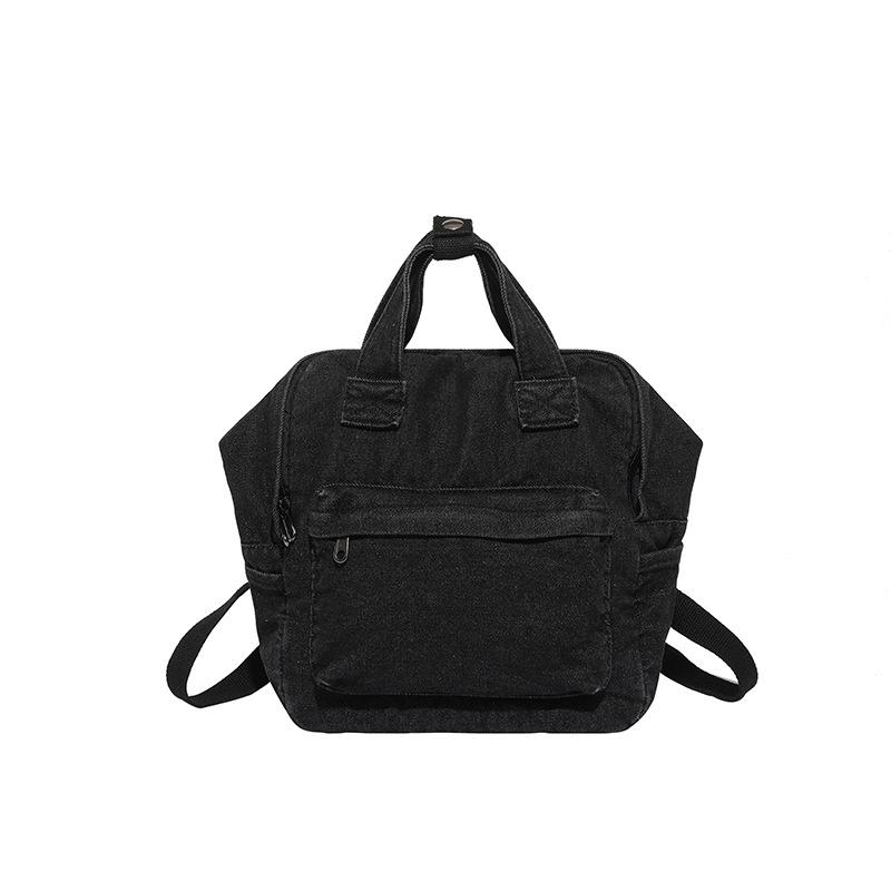 School bag female classic literary small fresh backpack female college style high school student denim canvas backpack