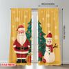 Flat Printing Christmas Hot Curtains Santa Snowman Tree Digital Printed Polyester Drapes Party Holiday Decor Set Of 2 Made