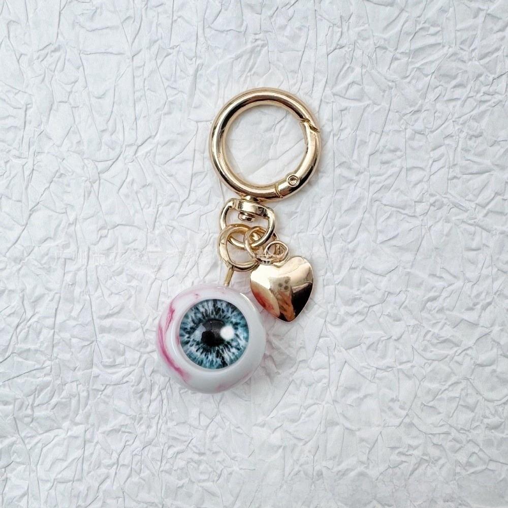 

Funny Demon Eyeball Keychain Resin Car Key Holder Fashion Bag Pendant Halloween Party Blue Gold